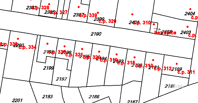 Mimoň I 319, Mimoň na parcele st. 2194 v KÚ Mimoň, Katastrální mapa