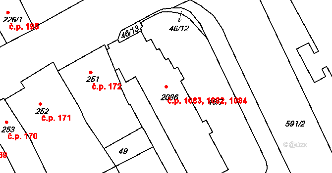 Strakonice I 1082,1083,1084, Strakonice na parcele st. 2086 v KÚ Strakonice, Katastrální mapa