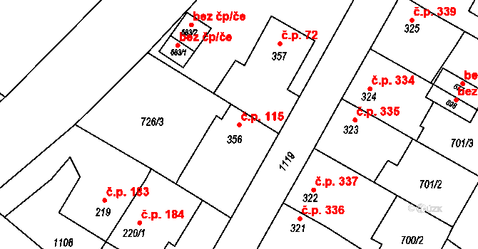 Staňkov II 115, Staňkov na parcele st. 356 v KÚ Staňkov-ves, Katastrální mapa