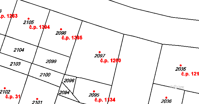 Vinohrady 1260, Praha na parcele st. 2097 v KÚ Vinohrady, Katastrální mapa