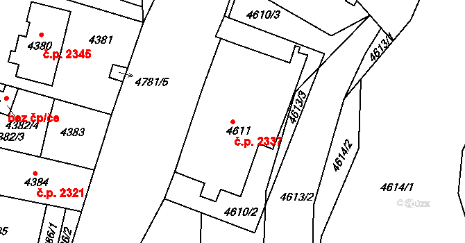Dejvice 2337, Praha na parcele st. 4611 v KÚ Dejvice, Katastrální mapa