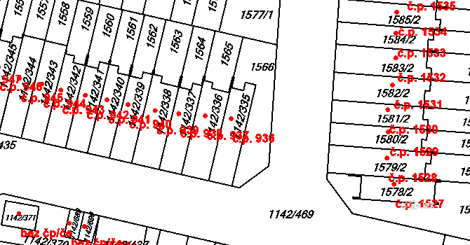 Řepy 936, Praha na parcele st. 1142/335 v KÚ Řepy, Katastrální mapa