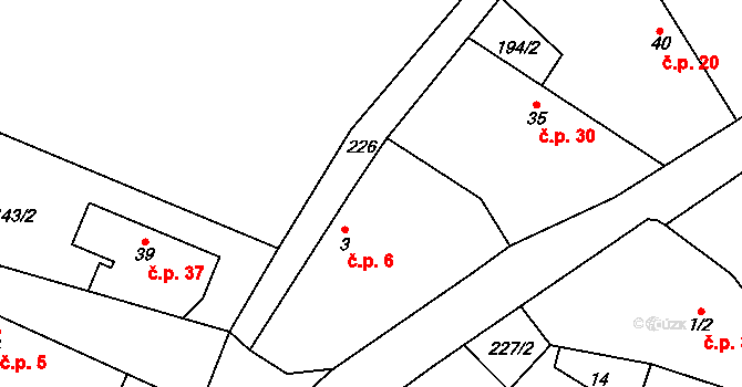 Miškovice 6, Třebovle na parcele st. 3 v KÚ Miškovice u Kouřimi, Katastrální mapa
