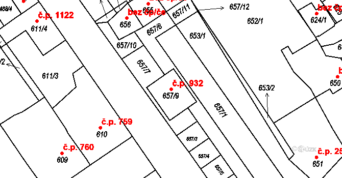 Dolní Bojanovice 932 na parcele st. 657/9 v KÚ Dolní Bojanovice, Katastrální mapa