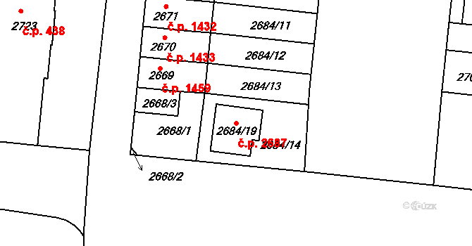 Louny 2687 na parcele st. 2684/19 v KÚ Louny, Katastrální mapa