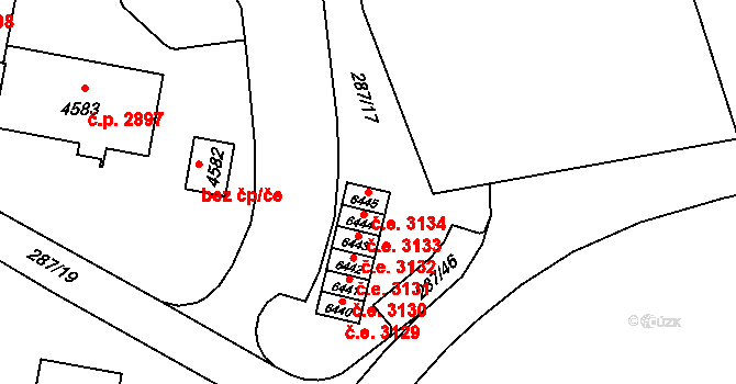 Zábřeh 3134, Ostrava na parcele st. 6445 v KÚ Zábřeh nad Odrou, Katastrální mapa
