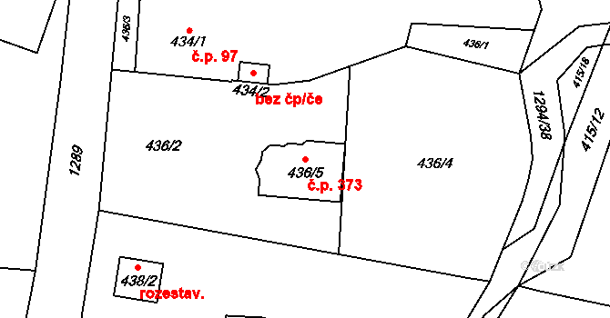 Kunčičky u Bašky 373, Baška na parcele st. 436/5 v KÚ Kunčičky u Bašky, Katastrální mapa