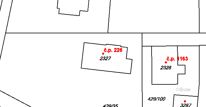 Milevsko 226 na parcele st. 2327 v KÚ Milevsko, Katastrální mapa