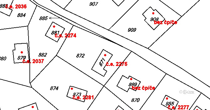 Dolní Těrlicko 2275, Těrlicko na parcele st. 871 v KÚ Dolní Těrlicko, Katastrální mapa