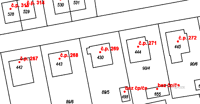 Čechtice 269 na parcele st. 430 v KÚ Čechtice, Katastrální mapa