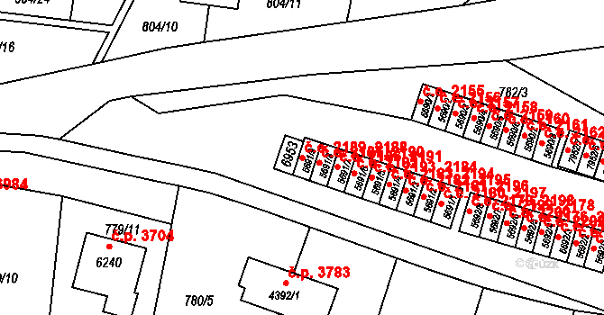 Zlín 2188,2189 na parcele st. 5691/9 v KÚ Zlín, Katastrální mapa