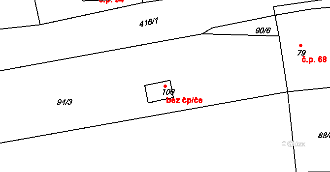 Chrudim 38036703 na parcele st. 100 v KÚ Topol, Katastrální mapa