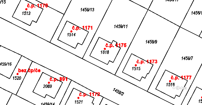 Napajedla 1175 na parcele st. 1818 v KÚ Napajedla, Katastrální mapa