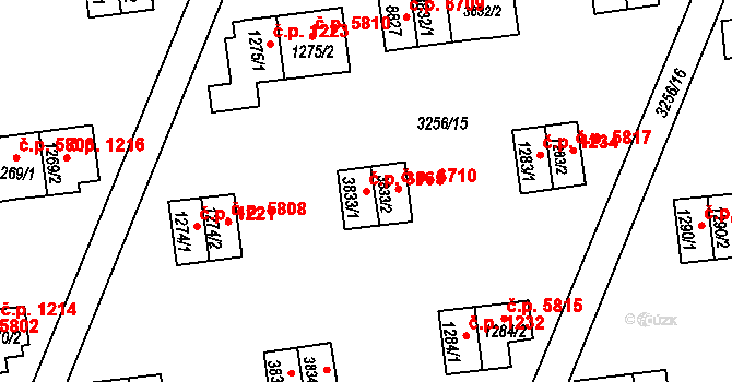 Zlín 3165 na parcele st. 3833/1 v KÚ Zlín, Katastrální mapa