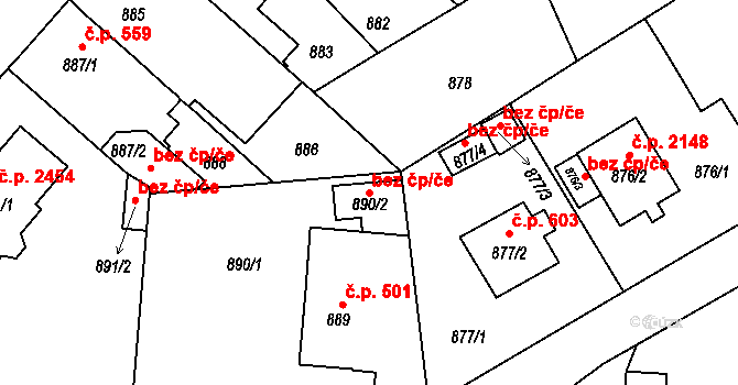 Pelhřimov 42618703 na parcele st. 890/2 v KÚ Pelhřimov, Katastrální mapa