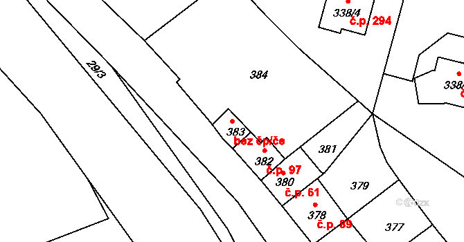 Křemže 43399703 na parcele st. 383 v KÚ Křemže, Katastrální mapa