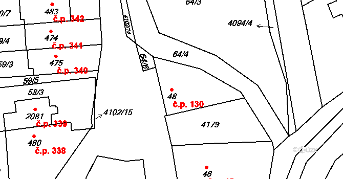 Brankovice 130 na parcele st. 48 v KÚ Brankovice, Katastrální mapa