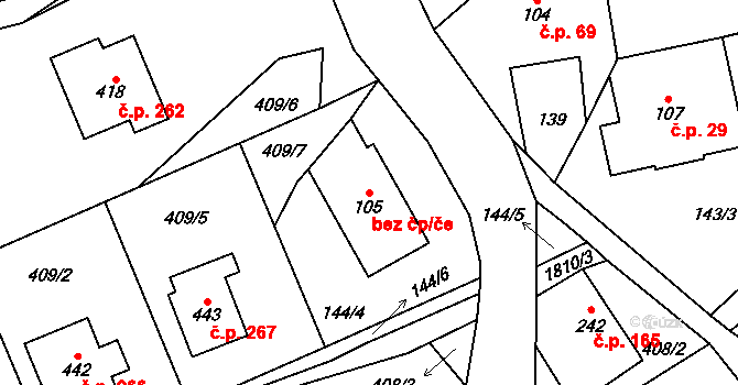 Bozkov 44707703 na parcele st. 105 v KÚ Bozkov, Katastrální mapa