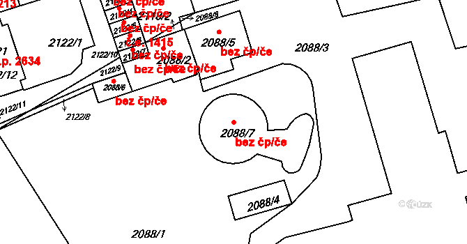 Brno 45552703 na parcele st. 2088/7 v KÚ Královo Pole, Katastrální mapa