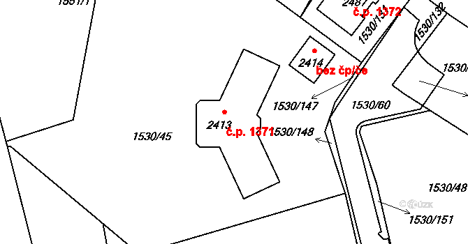 Rosice 1371 na parcele st. 2413 v KÚ Rosice u Brna, Katastrální mapa