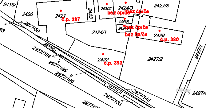 Mohelnice 393 na parcele st. 2422 v KÚ Mohelnice, Katastrální mapa