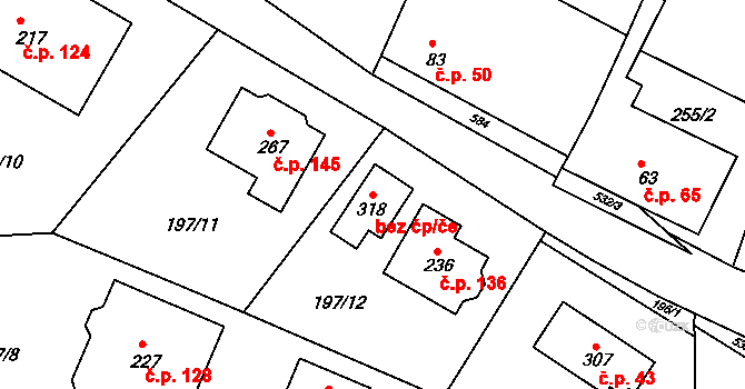 Valy 83310703 na parcele st. 318 v KÚ Valy u Mariánských Lázní, Katastrální mapa