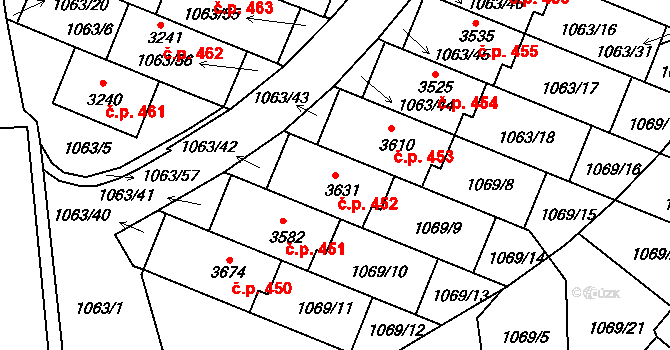 Plešivec 452, Český Krumlov na parcele st. 3631 v KÚ Český Krumlov, Katastrální mapa