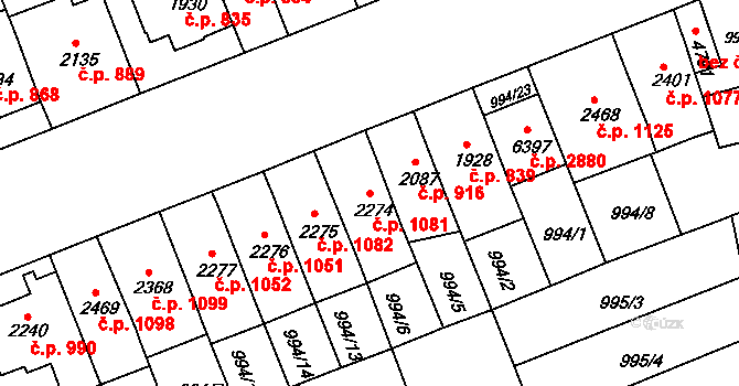Kroměříž 1081 na parcele st. 2274 v KÚ Kroměříž, Katastrální mapa