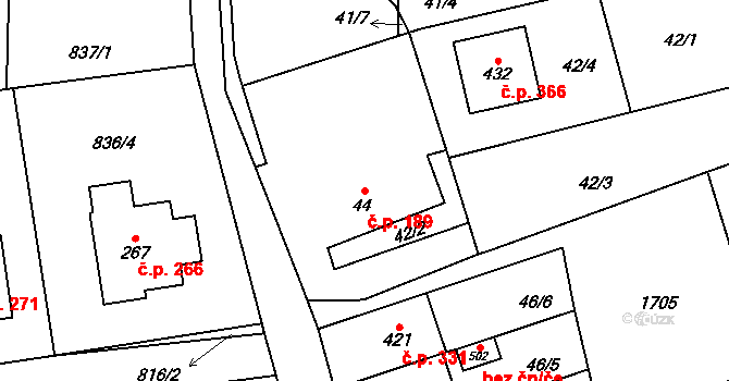 Protivanov 189 na parcele st. 44 v KÚ Protivanov, Katastrální mapa