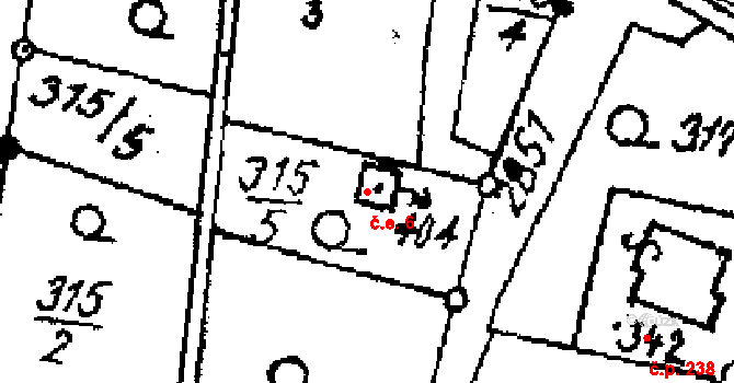 Střítež nad Ludinou 6 na parcele st. 404 v KÚ Střítež nad Ludinou, Katastrální mapa