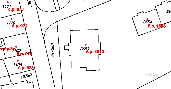 Hranice I-Město 1513, Hranice na parcele st. 2653 v KÚ Hranice, Katastrální mapa