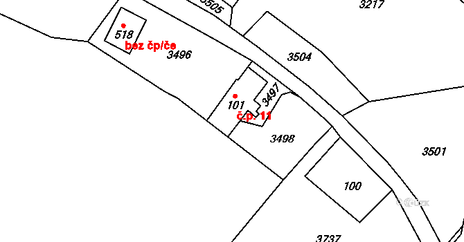 Michovka 11, Koberovy na parcele st. 101 v KÚ Besedice, Katastrální mapa