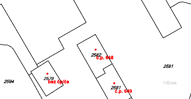 Lyžbice 648, Třinec na parcele st. 2582 v KÚ Lyžbice, Katastrální mapa