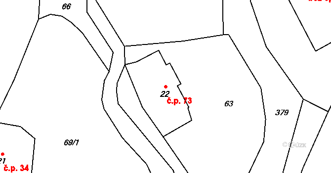 Bystré 73, Stárkov na parcele st. 22 v KÚ Bystré u Stárkova, Katastrální mapa
