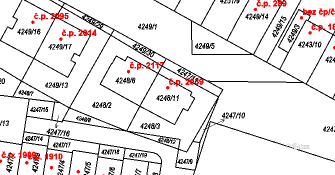 Boskovice 2039 na parcele st. 4248/11 v KÚ Boskovice, Katastrální mapa