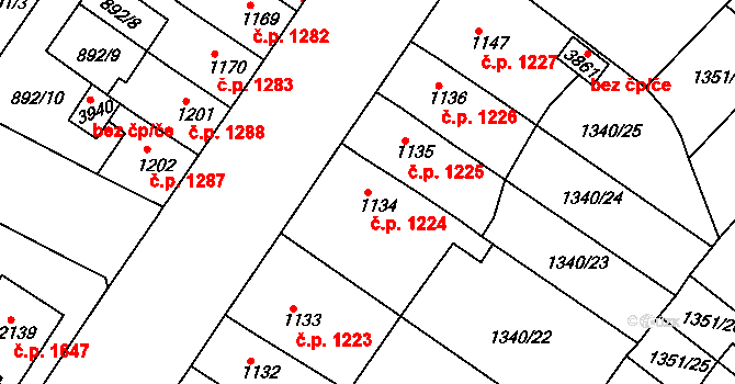 Předměstí 1224, Svitavy na parcele st. 1134 v KÚ Svitavy-předměstí, Katastrální mapa