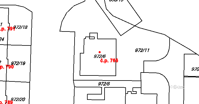 Lesná 766, Brno na parcele st. 972/6 v KÚ Lesná, Katastrální mapa