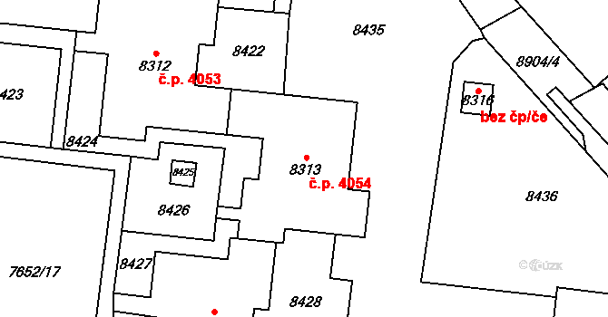 Židenice 4054, Brno na parcele st. 8313 v KÚ Židenice, Katastrální mapa