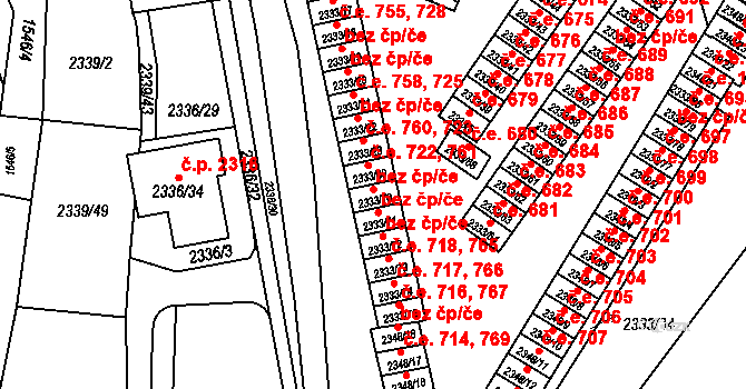 Pelhřimov 762 na parcele st. 2333/70 v KÚ Pelhřimov, Katastrální mapa