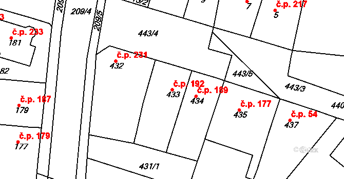 Řetenice 192, Teplice na parcele st. 433 v KÚ Teplice-Řetenice, Katastrální mapa