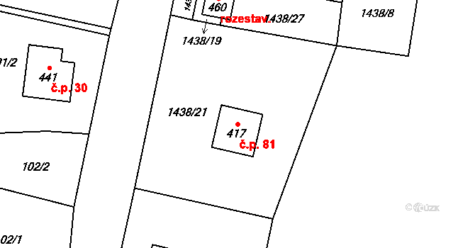 Holčovice 81 na parcele st. 417 v KÚ Holčovice, Katastrální mapa