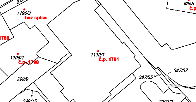 Cheb 1791 na parcele st. 1119/1 v KÚ Cheb, Katastrální mapa