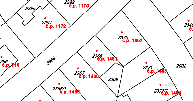 Nusle 1461, Praha na parcele st. 2368 v KÚ Nusle, Katastrální mapa
