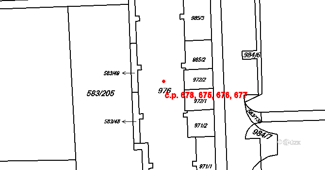 Háje 675,676,677,678, Praha na parcele st. 976 v KÚ Háje, Katastrální mapa