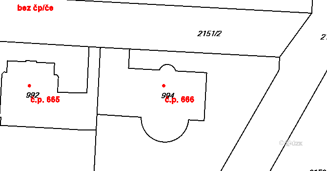 Střešovice 666, Praha na parcele st. 994 v KÚ Střešovice, Katastrální mapa