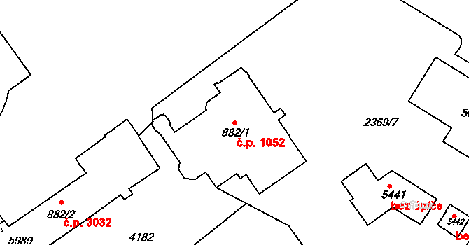Dvůr Králové nad Labem 1052 na parcele st. 882/1 v KÚ Dvůr Králové nad Labem, Katastrální mapa