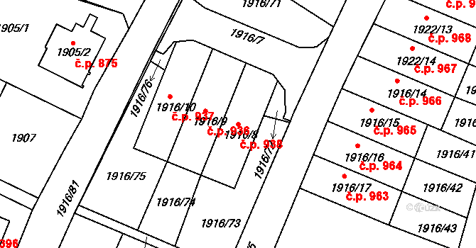 Liberec XXX-Vratislavice nad Nisou 938, Liberec na parcele st. 1916/8 v KÚ Vratislavice nad Nisou, Katastrální mapa