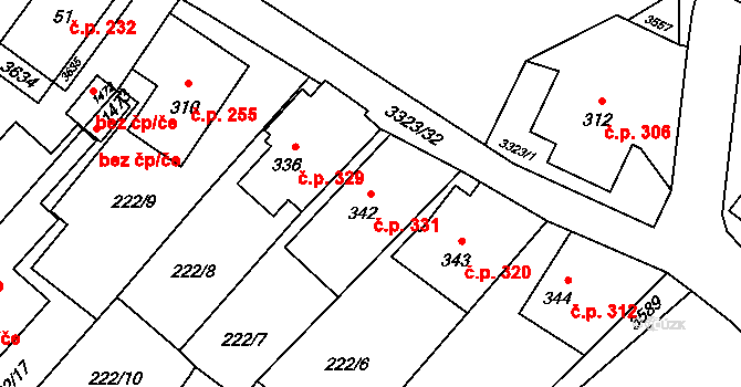 Rtyně v Podkrkonoší 331 na parcele st. 342 v KÚ Rtyně v Podkrkonoší, Katastrální mapa
