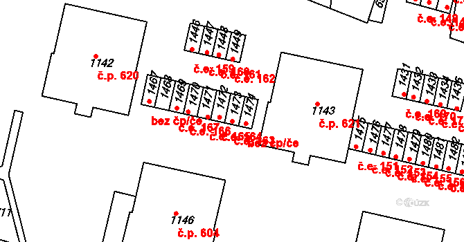 Rosice 163 na parcele st. 1473 v KÚ Rosice u Brna, Katastrální mapa