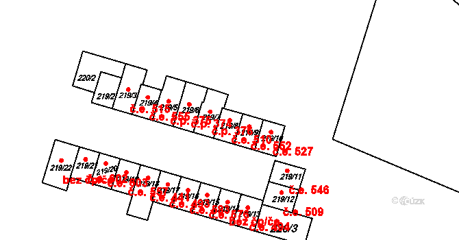 Mokrá 510, Mokrá-Horákov na parcele st. 219/8 v KÚ Mokrá u Brna, Katastrální mapa